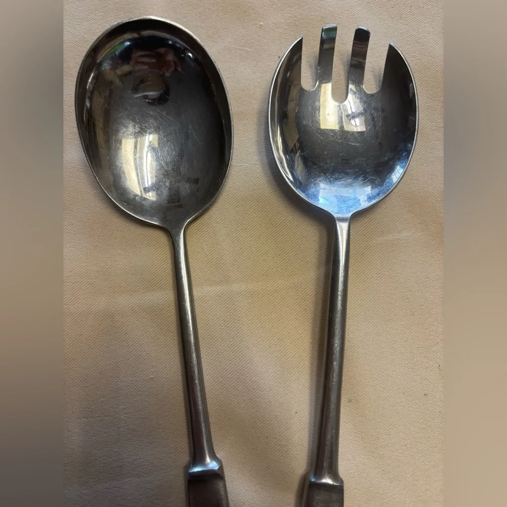 Vintage Capri Stainless Steel Italy Salad‎ Set Spoon Spork 11” Serveware